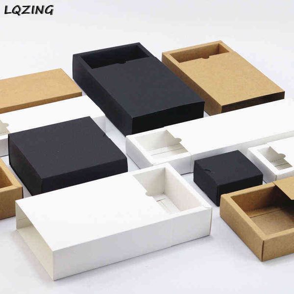 20pcs Black Kraft regalo confezione cartone scatola di cartone nero imballaggio confezione regalo bianco cassetto scatola di cassetto di matrimonio con favore delicata cassetto scatole H1231