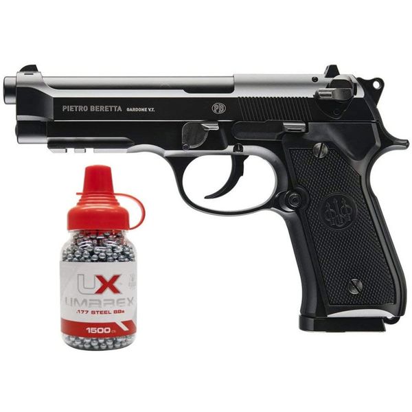 

umarex b eretta fully licensed 92a1 co2 full metal semi/full auto blowback airgun black w/1500 .177 gun metal wall plate bb
