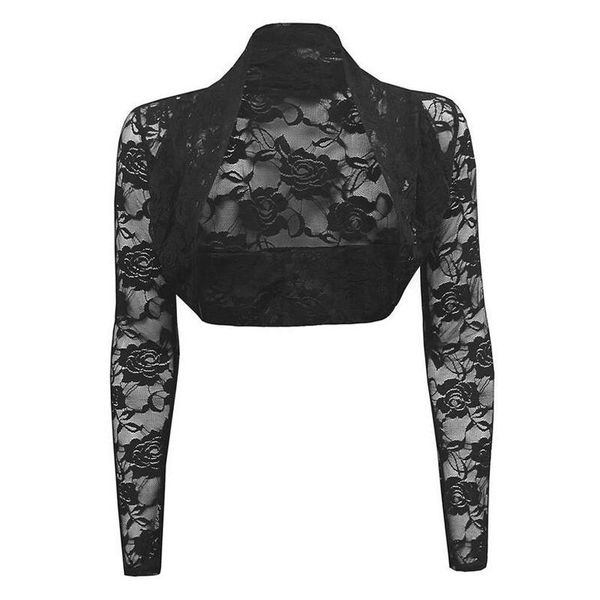 

women's jackets vintage long sleeve floral lace shrug bolero cardigan casacos slim cropped ladies black jacket spring coat women cloth, Black;brown