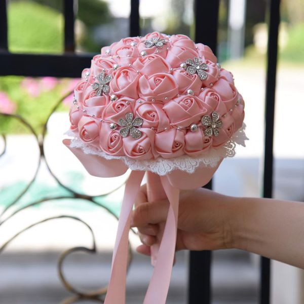 

handmade silk rose artificial flowers bride holding flower bouquet bridal for wedding decoration decorative & wreaths