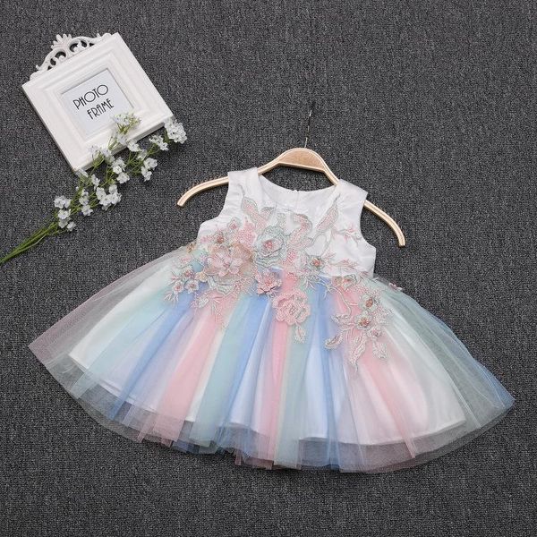 

birthday baby girl dresses rainbow colorful party beach formal 2021 toddler girls clothes for 1 year old rbf194012 girl's, Red;yellow