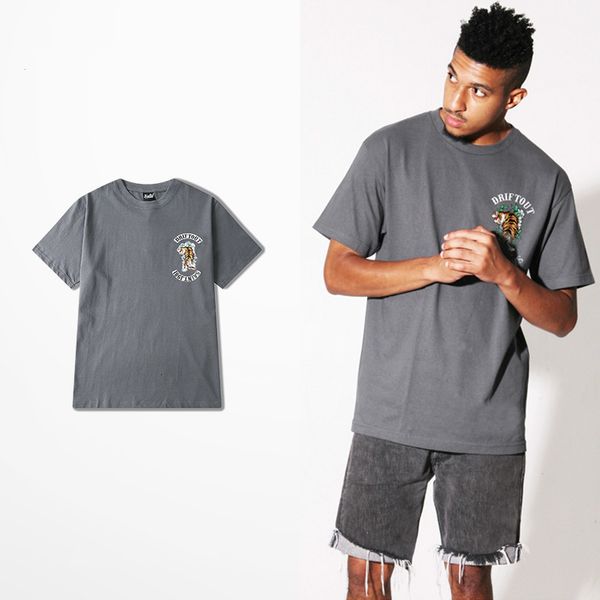 

tee driftout 186t tiger impression shirt men short sleeves hip hop skateboard wear vintage cotton jersey size, White;black