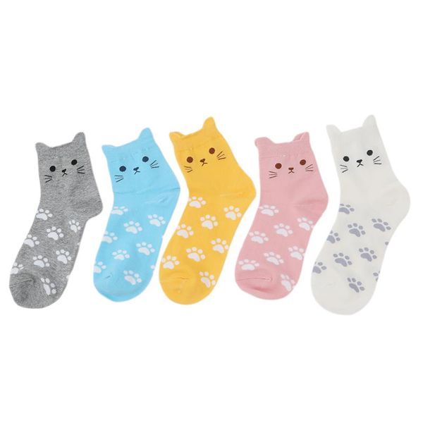 

cute harajuku print cat funny socks for wome korean animal low cut ankle sock candy color sokken sport yoga sports, Black
