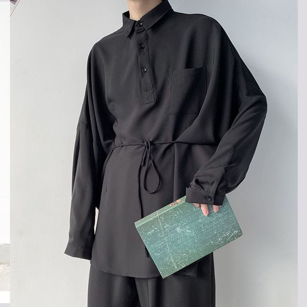 

men two pieces put together suits men's vintage male long sleeve down casual sweater couple streetwear shirt pants btaj, White;black