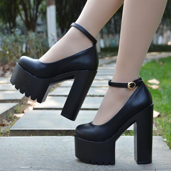 

dress shoes europe and the united states nightclub bar show 14 cm super high heel waterproof platform women's heels, Black