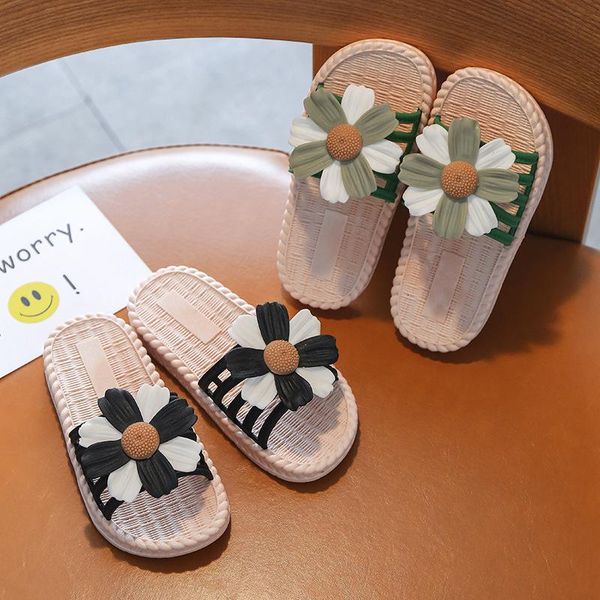 

slipper summer children' slippers cute indoor and outdoor simple soft non-slip wear-resistant bottom princess kids shoes for girl, Black;grey