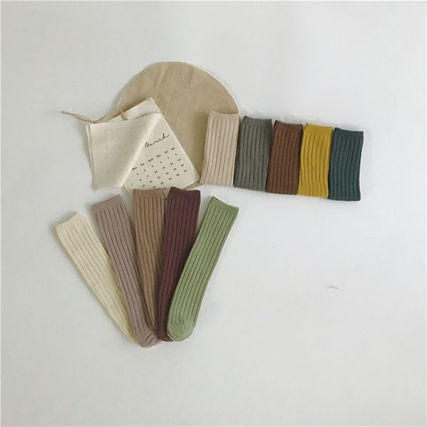 

4 pairs/lot morandi color kids unsiex tube socks size baby boys girls cotton socks no sock heel 210619, Pink;yellow
