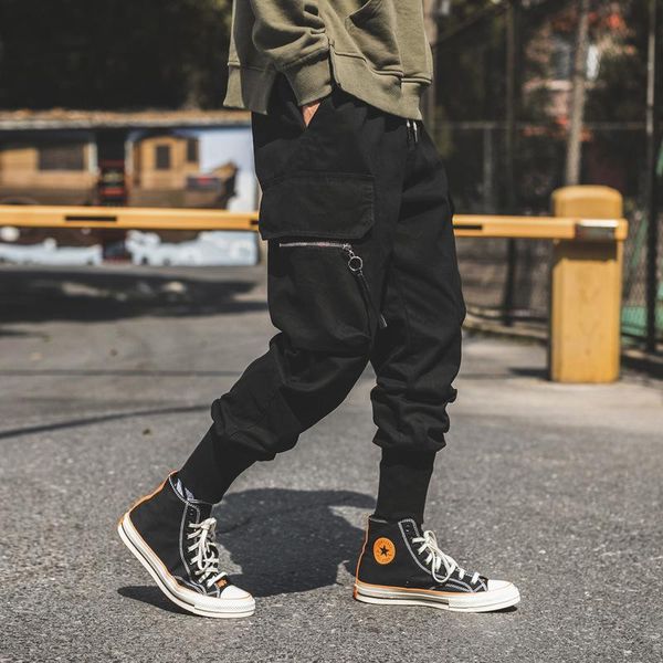 

men high fashion joggers pants 2021 mens big pockets ankle sweatpants male autumn overalls harem plus size men's, Black