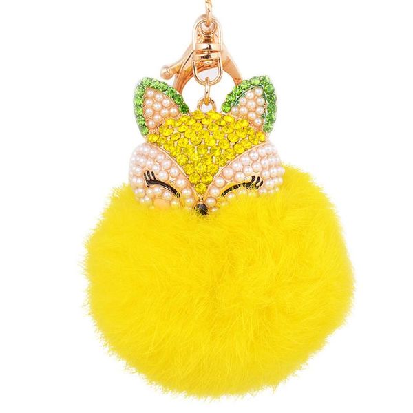 

keychains otoky 2021 1pcs fur ball with artificial inlay pearl rhinestone key chain apr9, Silver