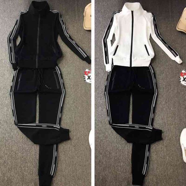 

2022 factory wholesale new autumn casual cotton sportswear women's fashion team wear two-piece set loose large, Black