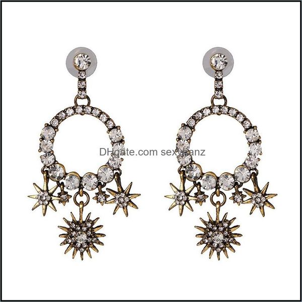 

dangle & chandelier earrings jewelry s1072 fashion retro baroque diamond rhinstone star stud drop delivery 2021 d5gpi, Silver