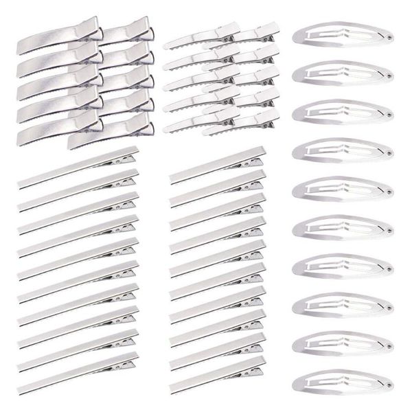 

hair clips & barrettes 100 pcs 5 styles metal findings alligator flat water drop barrette snap hairbow for diy art crafts projects c1fc, Golden;silver