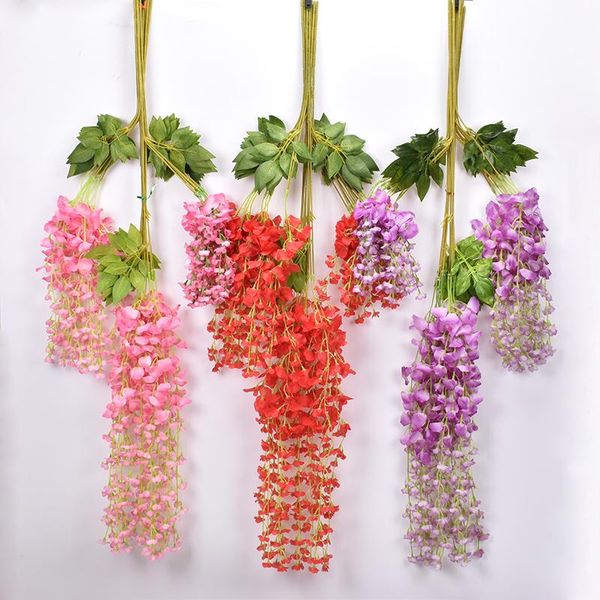 

decorative flowers & wreaths wisteria silk artificial flower vine 12 pcs/bundle garland hanging greenery office for wedding party garden out