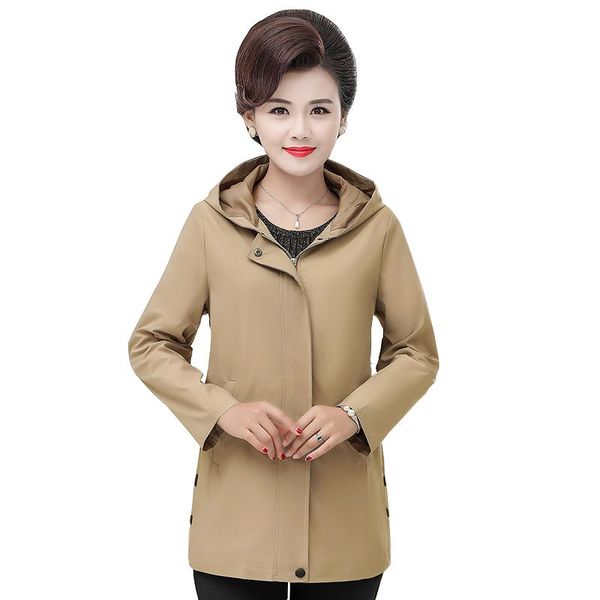 

women's jackets 2021 spring autumn women jacket coat fashion slim long-sleeved hooded outwear elegant mother overcoat plus size 4xl, Black;brown