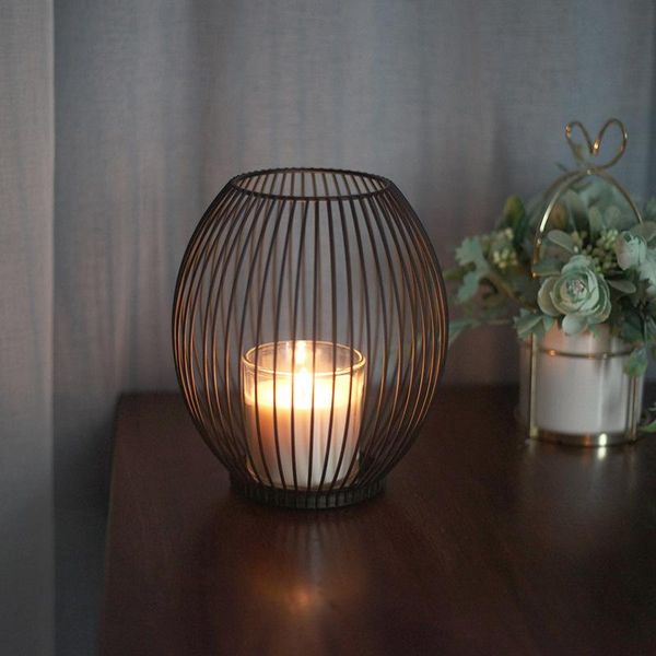 

candle holders 3pcs black metal hollow holder vintage iron lantern geometric shape decor coffee table living room modern home 1