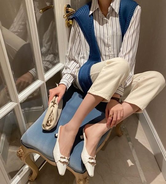 

female shoes mules for women 2021 square toe low loafers slippers heels luxury slides high designer pu rubber pumps fabric, Black