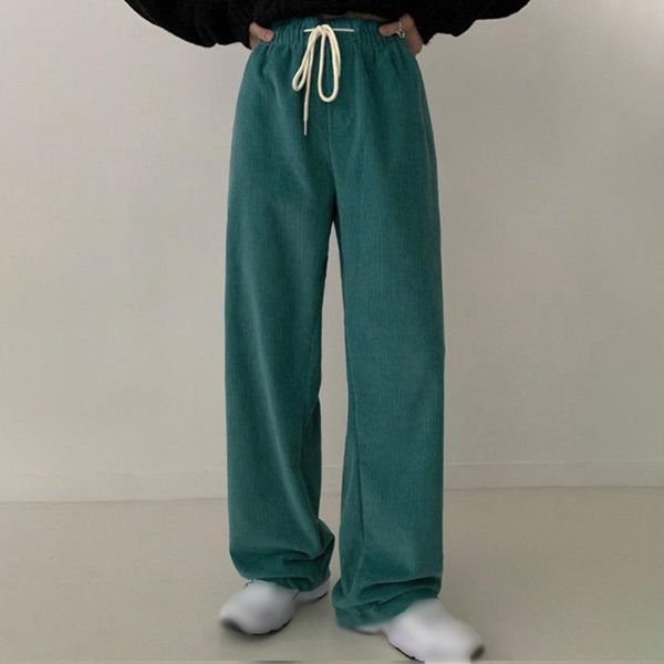 

women's pants & capris wide-leg trousers solid color summer korean casual ladies green 2021 chic fashion corset leggings, Black;white