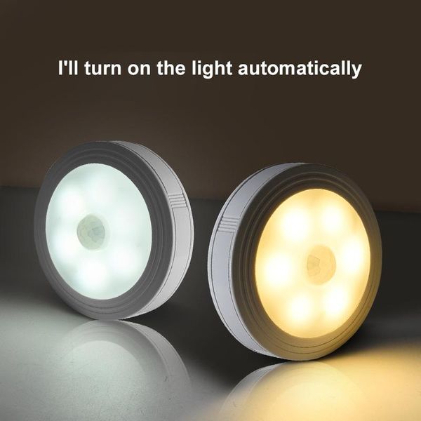 

night lights 1/2/4/6pcs led motion sensor light wireless 6led battery charging lamp for kitchen cabinet wardrobe