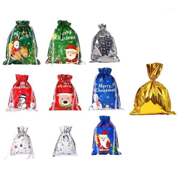 

christmas decorations bags for gifts gift with double drawstrings reusable images of deer snowman tre