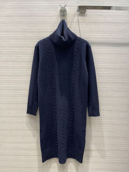 

high neck linen cashmere dress slim fit, White