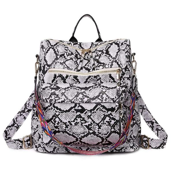 

women pu leather backpacks female serpentine muti strap high-capacity fashion backpack for girls school bag back pack
