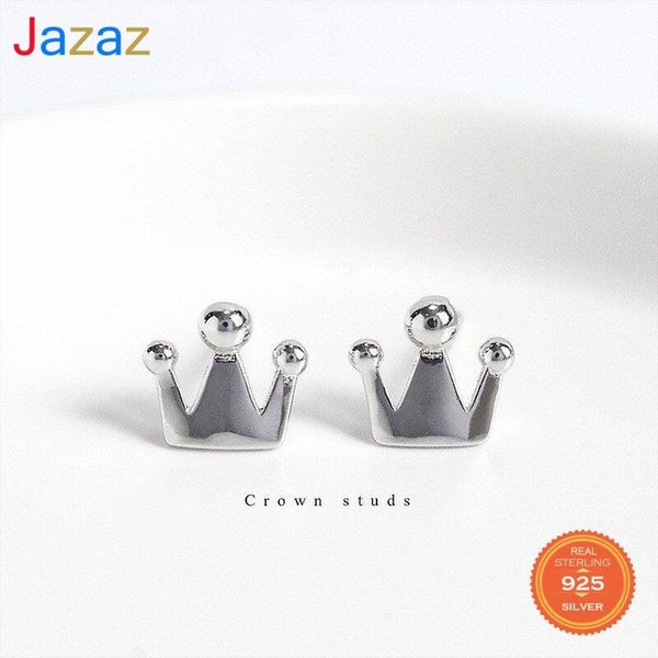 

stud jazaz 925 sterling silver korean version mini cute crown earrings women fashion simple wedding party jewelry accessories d001372, Golden;silver