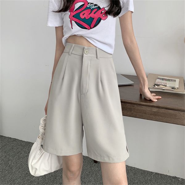 

women's shorts hzirip women's breeches, summer shorts, slim, solid, broad leg, casual, high waist, knee height, h4ys, White;black