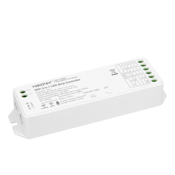 

controllers miboxer wl5 led strip light 5 in 1 controller for cct, rgb, rgbw 3528 2835,smartphone app control without extra hub