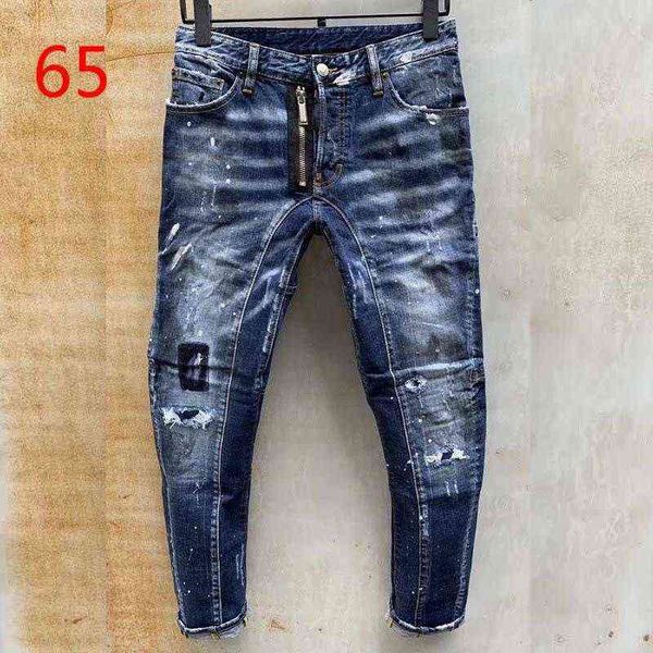 SS Herren Denim Jeans schwarz zerrissene Hose Mode Skinny Broken Style Fahrrad Motorrad Rock Revival Jeans