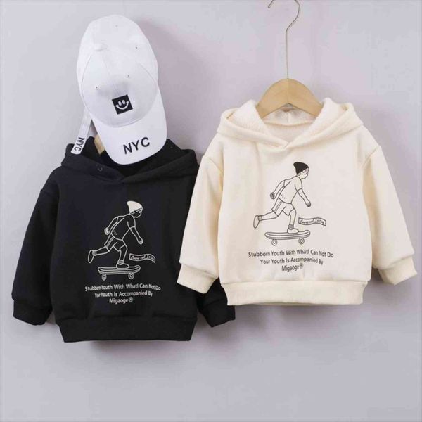 

girls boys warm single fleece hoodies baby kids children casual sweatshirts two colors, Black