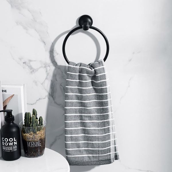 

hooks & rails aluminum black toilet space towel holder round ring wall mounted rack shelf for home el bathroom accessories #yj
