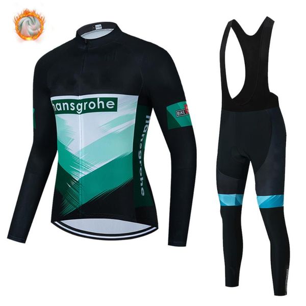 

racing sets 2021 boraful winter thermal fleece cycling clothes men jersey suit outdoor bike mtb clothing bib pants set ropa ciclismo hombre, Black;blue