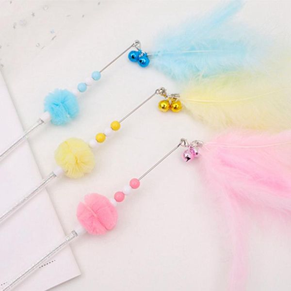 

legendog faux feather cat wand interactive toy beaded teaser kitten play with bell funny training toys