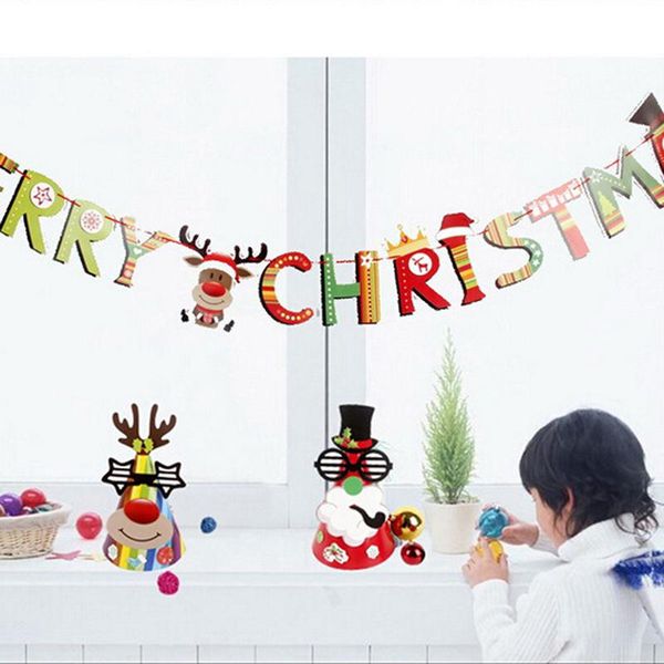 

party decoration christmas banner flag year santa snowman parachute flags garlands decor