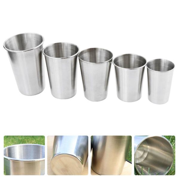 

5pcs stainless steel cup picnic beer coffee cooking utensils water bottles
