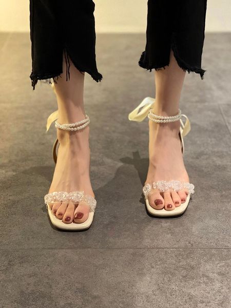 

dress shoes beige heeled sandals 2021 women's female shoe med espadrilles platform buckle strap black rhinestone fashion girls comfort