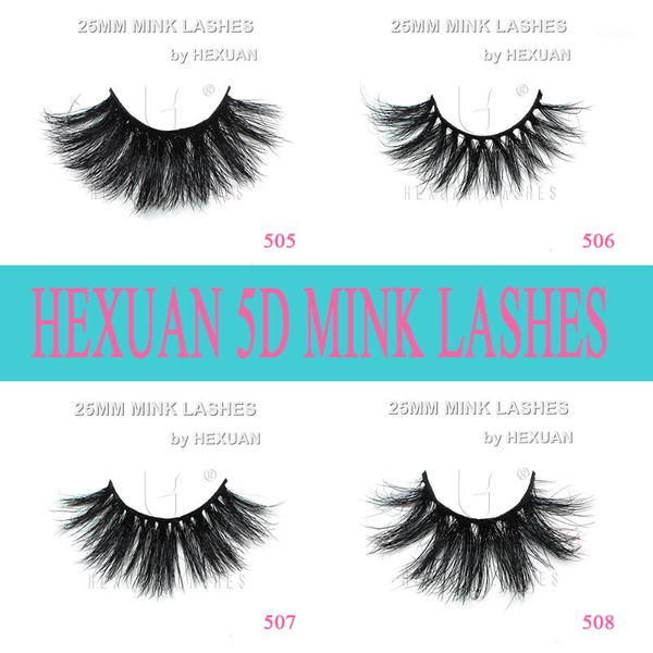 

hexuan lashes factory 25mm natural color mink fake eyelashes reuse 20-25 times1