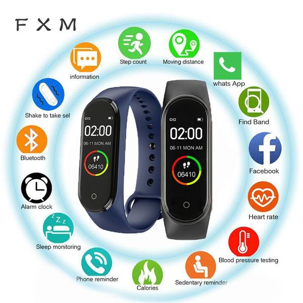 

wristwatches fxm m4 men women smart label belt sports blood pressure heart rate monitor watch waterproof fitness, Slivery;brown