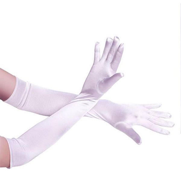 

bridal gloves 1 pair 48cm womens elegant opera long satin banquet wedding evening halloween fancy dress party costume light purp, White