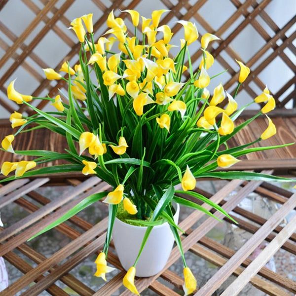 

colors 25 heads/bouquet mini artificial calla with leaf silk fake lily aquatic plants home room office decoration flower decorative flowers