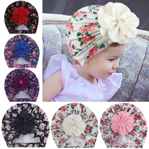 

lovely flower baby hat soft girl hedging cap printed warmth fashion children boy gril headscarves accessories beanies