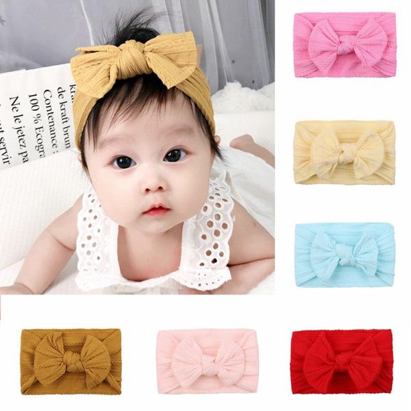 

hair accessories solid colors bow baby headband for girls born headbands soft nylon elastic bands turban kids headwear, Slivery;white