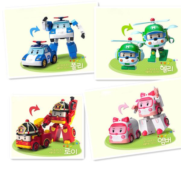 

4pcs set robocar poli kids toys robot transformation anime action figure ro282h