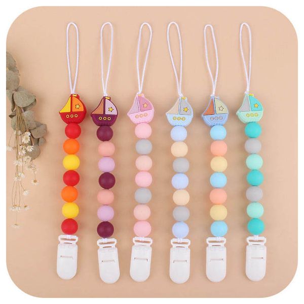

baby pacifier holders chain clips silicone teething beads teether infant feeding newborn teeth practice toys pacifiers kids chew toy b7976