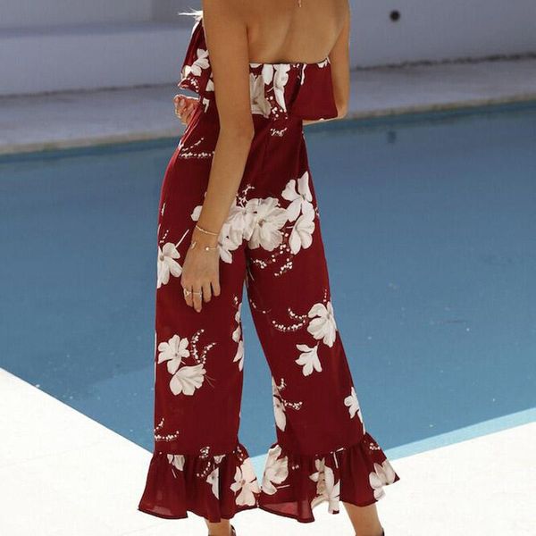 

women's jumpsuits & rompers ly 2021 summer leaf print sleeveless siamese jumpsuit do99, Black;white