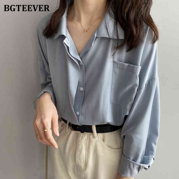 

knits casual loose women shirts autumn ladies long sleeve pockets blouses female work wear blusas mujer i6hr, White