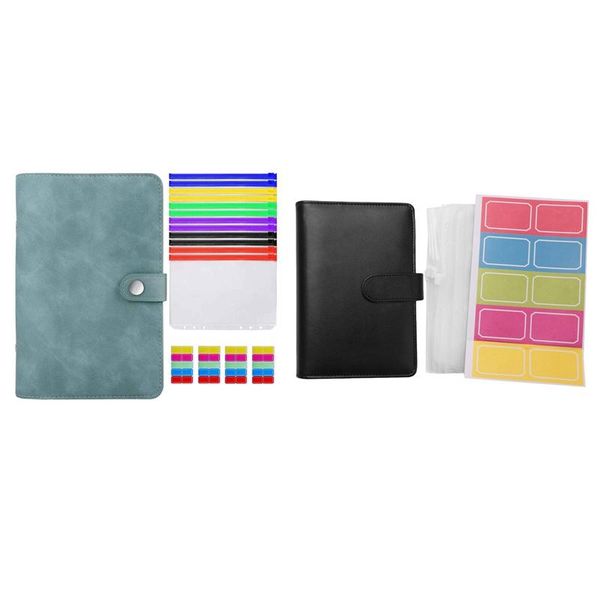 

gift wrap a6 pu leather binder sleeve with 12 pieces bag black & budget refillable