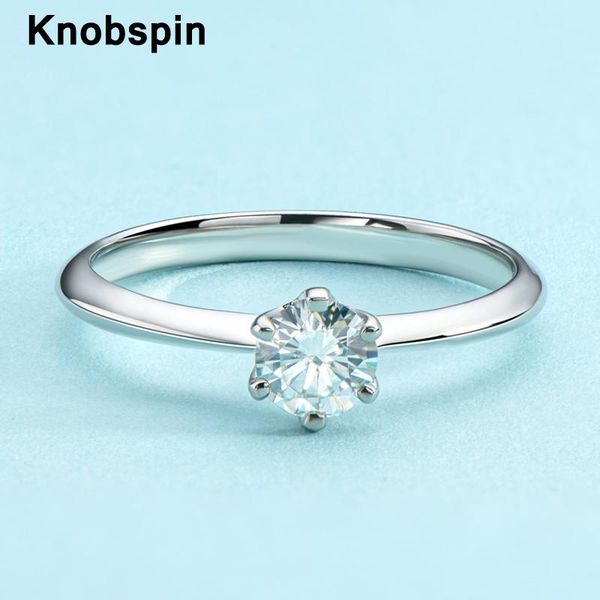 

cluster rings knobspin charm 100% 925 sterling silver real 0.5 d color moissanite wedding for women fine jewelry wholesale, Golden;silver