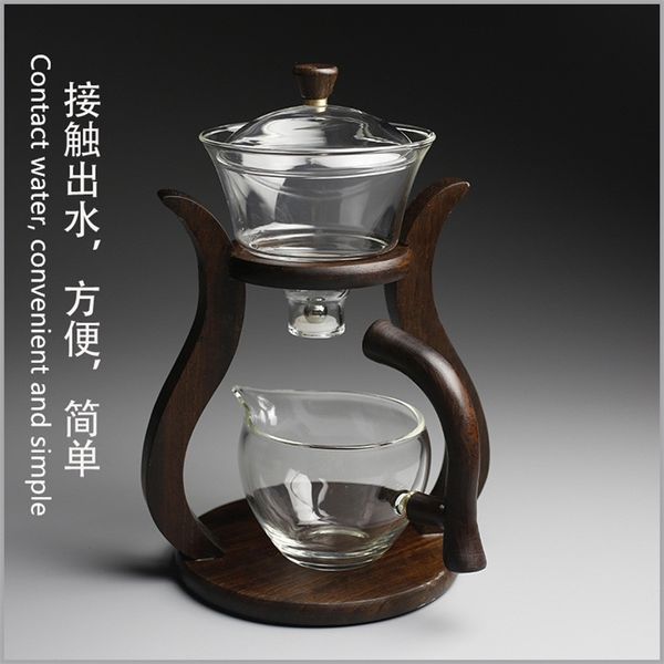 Isıya dayanıklı Cam Çay Seti Manyetik Su Derion Dönen Kapak Kase Yarı-Otomatik Makinesi Tembel Pot Kungfu 210813