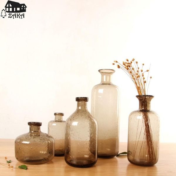 

vases 1pcs keyamanordic marine style brown bubble glass hand-blown flower bedroom table vase simple home decoration